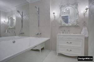 Дизайн белой ванной в стиле прованс