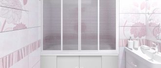 Design of a bright bathroom with plastic curtains