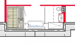 как нарисовать план ванны на мансарды