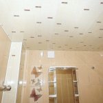 Красивая отделка потолка в ванной комнате панелями ПВХ 60 фото