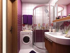 ванна комната 4 кв м со стиральной машинкой и душевой кабинкой