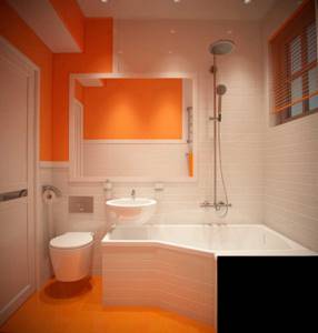 вариант красивого дизайна ванной комнаты с угловой ванной